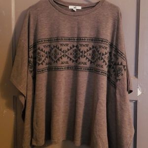 Brown and black poncho fashion top